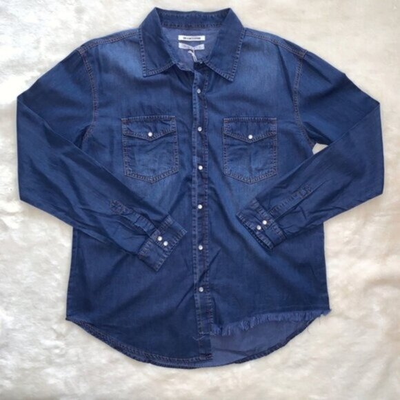 Free People One Teaspoon Denim Button Down Shirt Chambray Dark wash Size XS - Picture 6 of 16